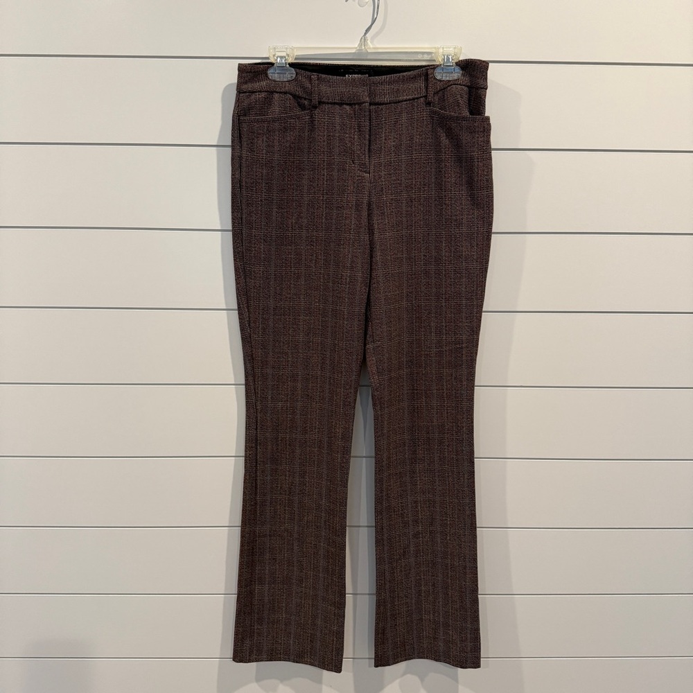 Express Columnist Barely Boot Brown Plaid Trousers